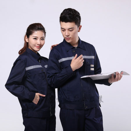 藏青拼米色揚(yáng)中工作服AC090